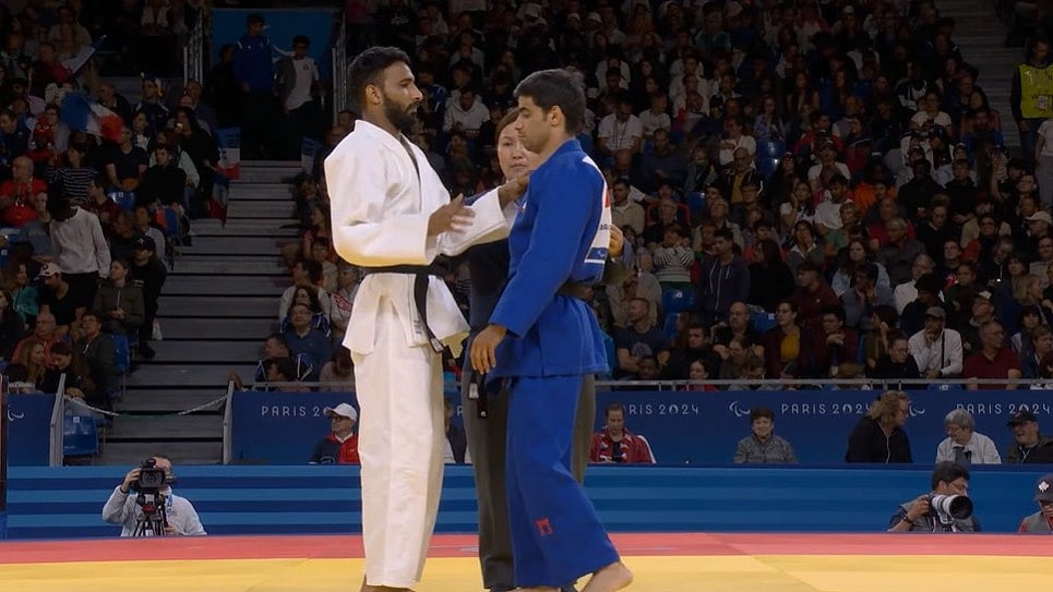 Screengrab from Paris Paralympics.  : Kapil Paramar at Paris paralympics 2024. 